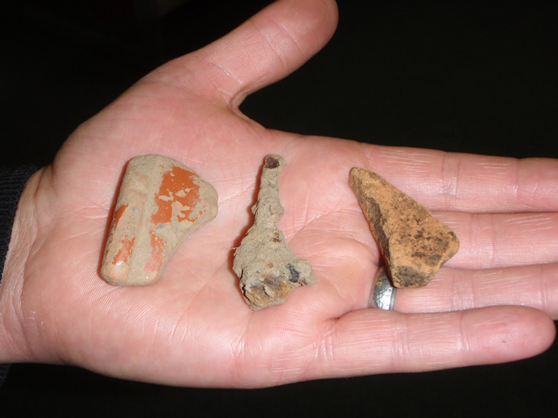 Samian Ware, Roman nail and roof tile from Carzield