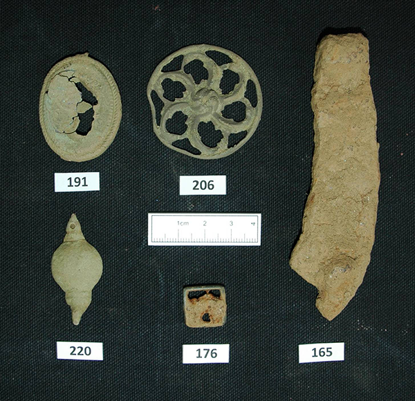 Buckle, pendant, horseshoe and sword harness fragments from Killiecrankie Battlefield