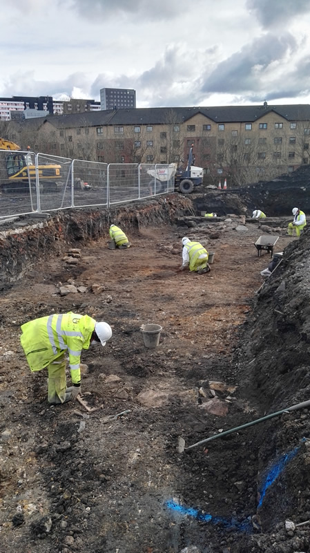 Excavation of Partick Castle walls and ditch